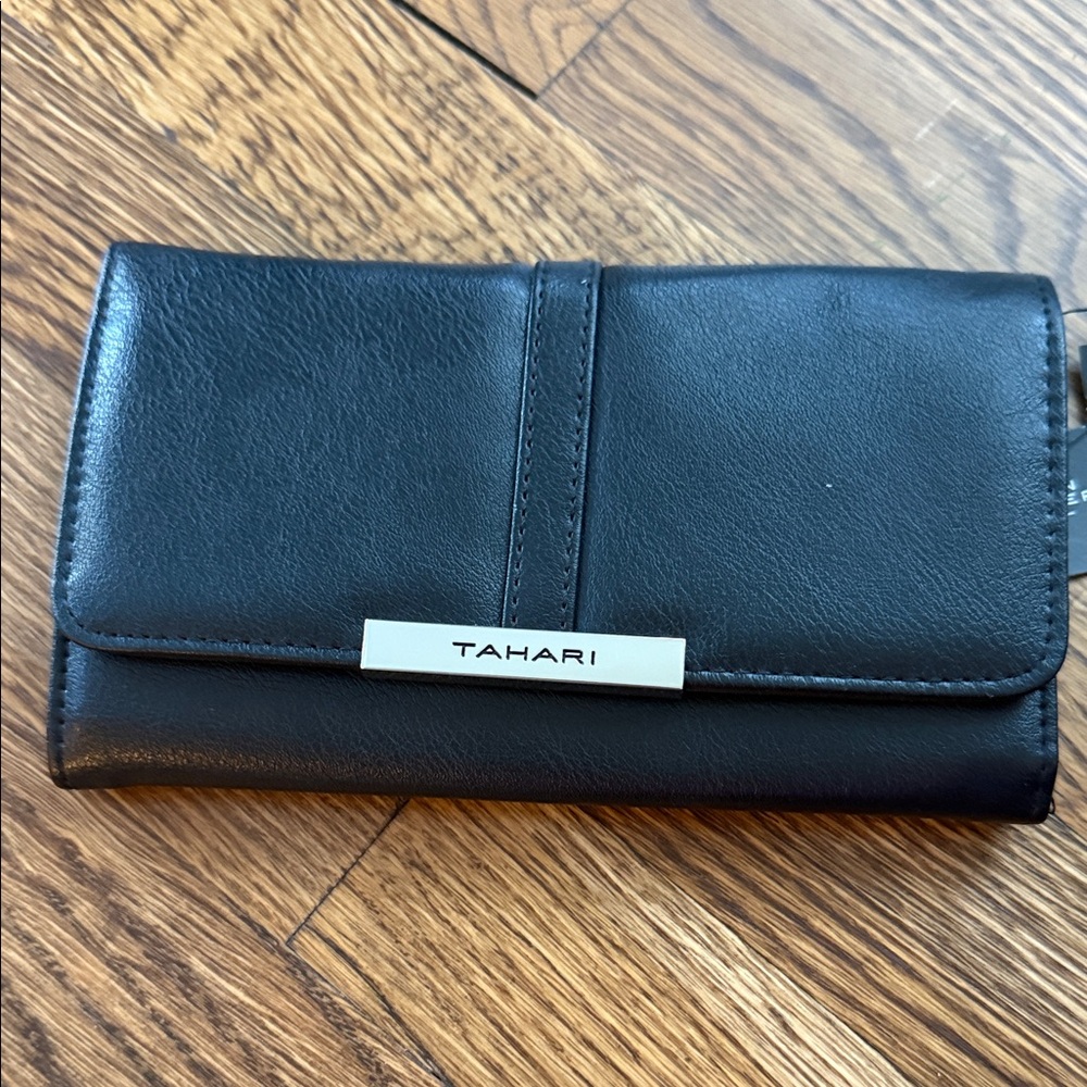 Tahari Black Vegan Leather Wallet
